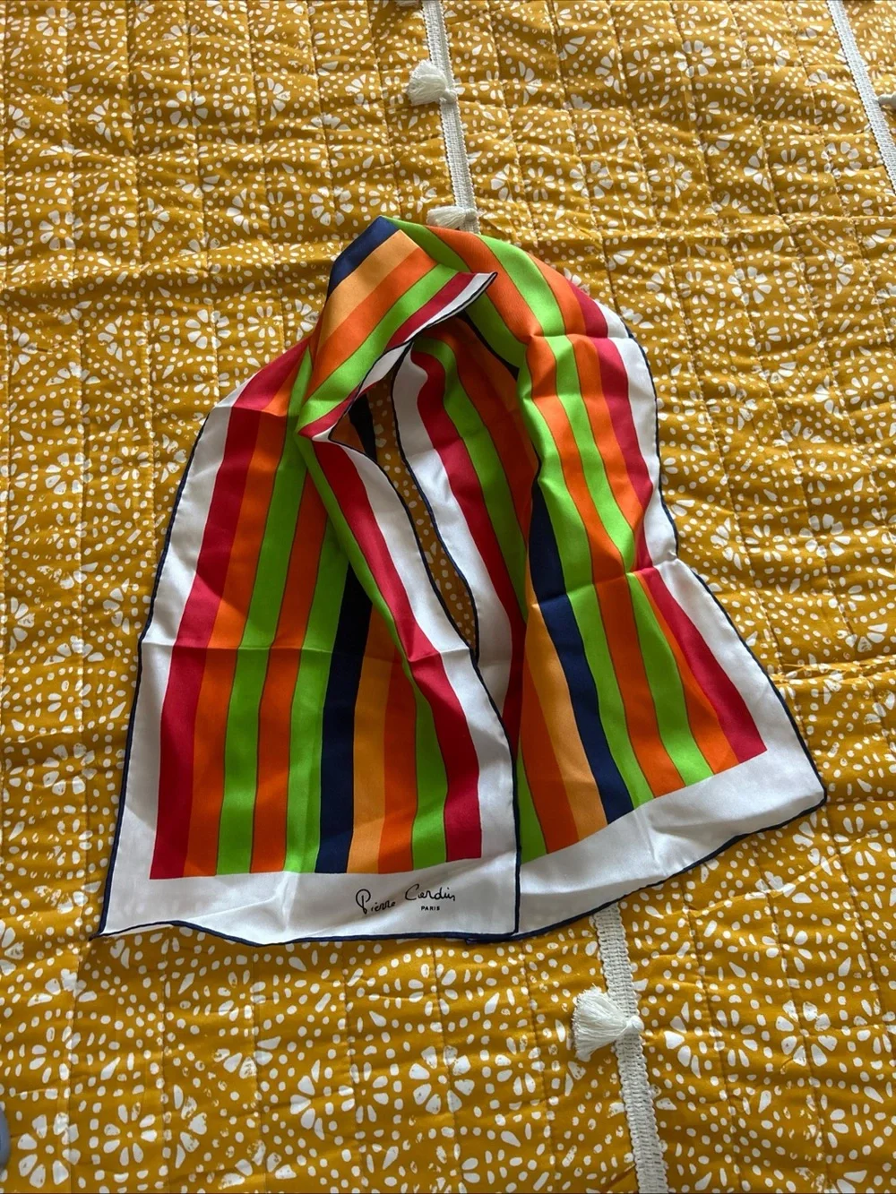 Pierre Cardin Bright Multicolor Vertical Stripe Silk Scarf Vintage